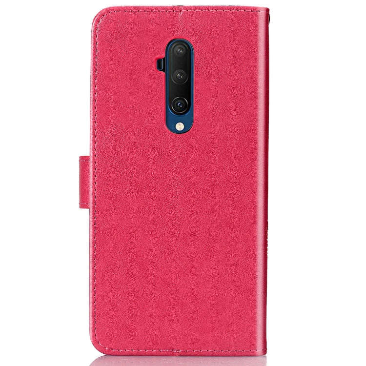 For One Plus 7T Pro Four-leaf Clasp Embossed Buckle Mobile Phone Protection Leather Case with Lan...
