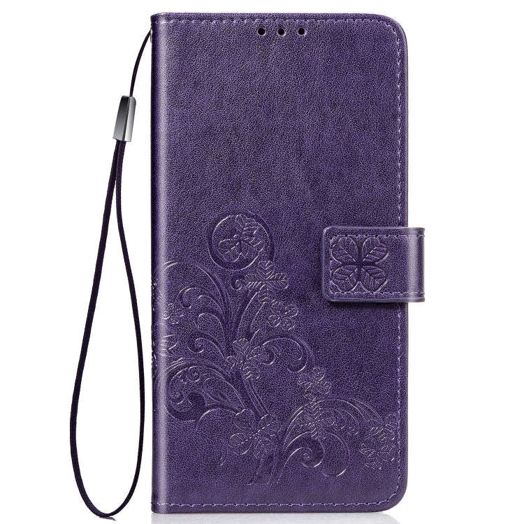 For One Plus 7T Pro Four-leaf Clasp Embossed Buckle Mobile Phone Protection Leather Case with Lan...