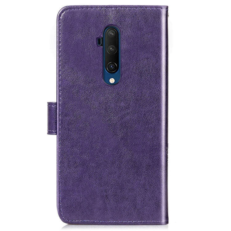For One Plus 7T Pro Four-leaf Clasp Embossed Buckle Mobile Phone Protection Leather Case with Lan...