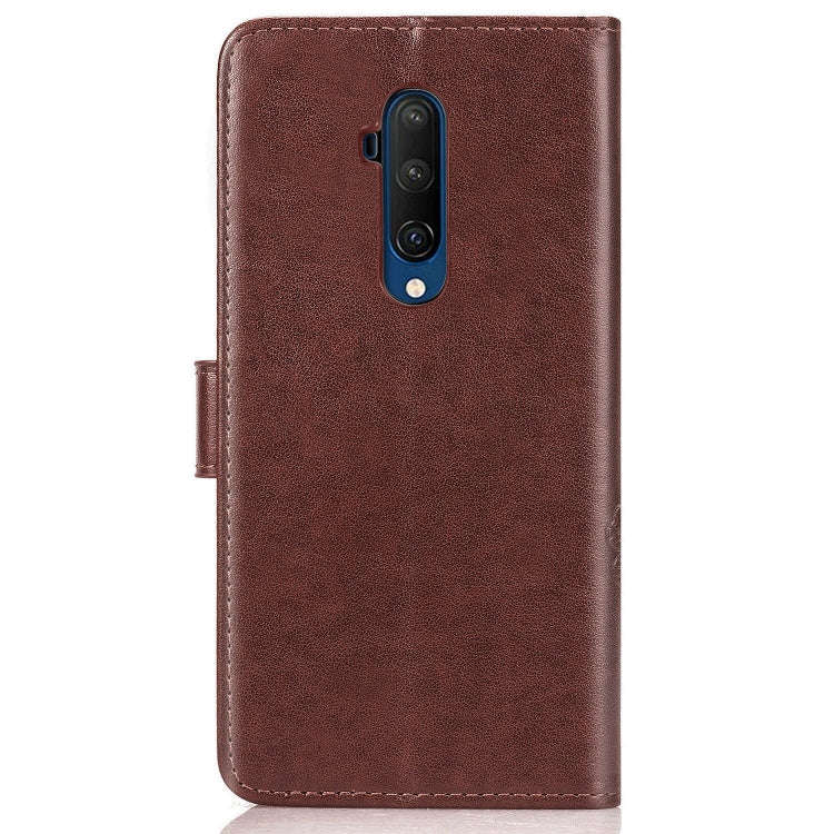 For One Plus 7T Pro Four-leaf Clasp Embossed Buckle Mobile Phone Protection Leather Case with Lan...