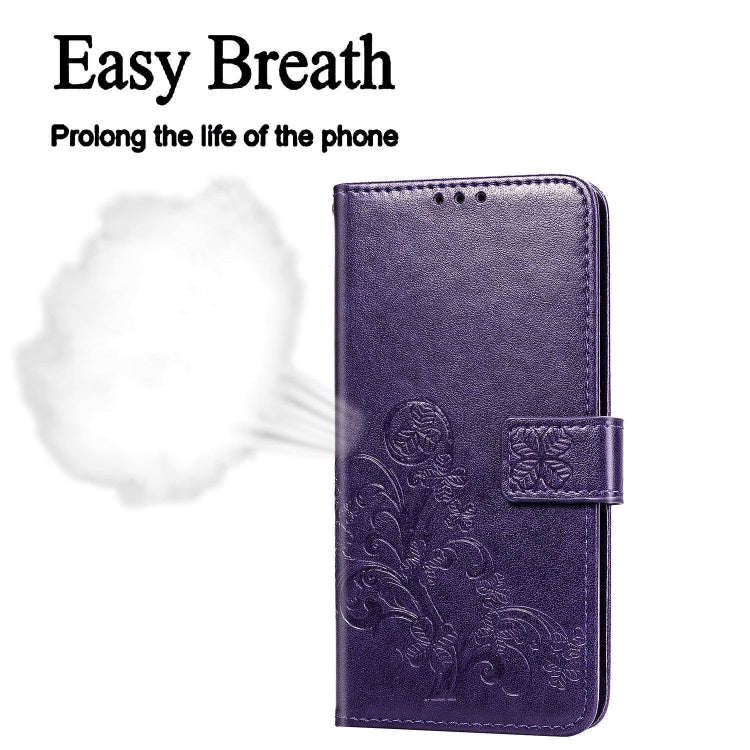 For One Plus 7T Pro Four-leaf Clasp Embossed Buckle Mobile Phone Protection Leather Case with Lan...