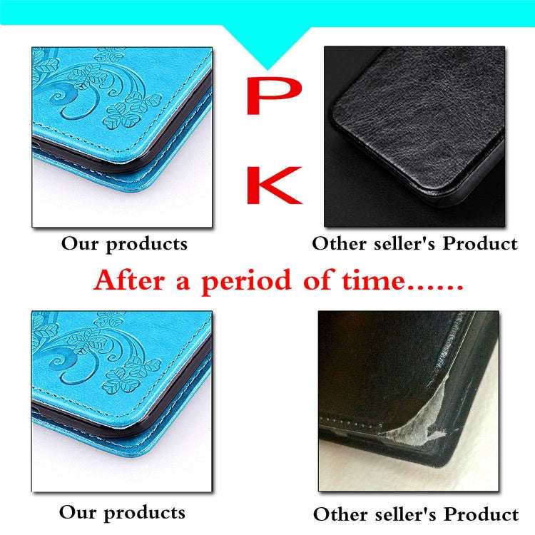 For One Plus 7T Pro Four-leaf Clasp Embossed Buckle Mobile Phone Protection Leather Case with Lan...