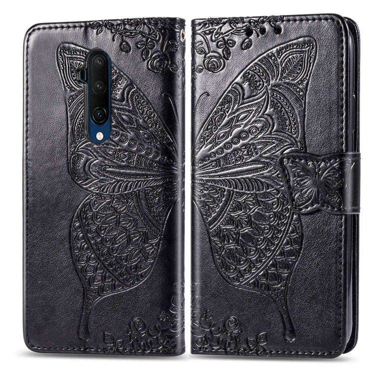 For One Plus 7T Pro  Butterfly Love Flower Embossed Horizontal Flip Leather Case with Bracket Lan...