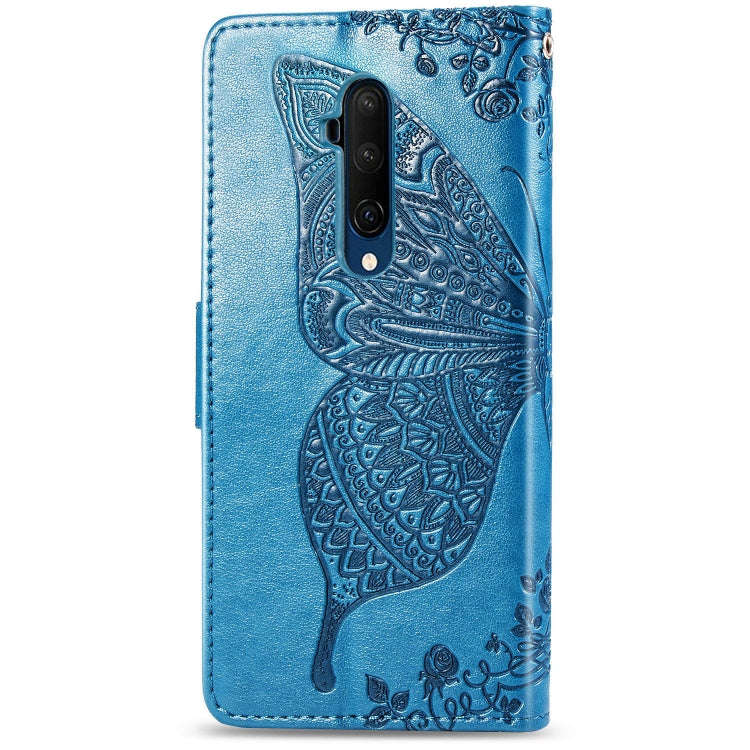For One Plus 7T Pro  Butterfly Love Flower Embossed Horizontal Flip Leather Case with Bracket Lan...