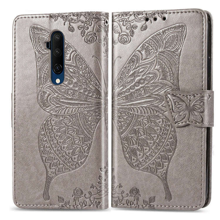 For One Plus 7T Pro  Butterfly Love Flower Embossed Horizontal Flip Leather Case with Bracket Lan...