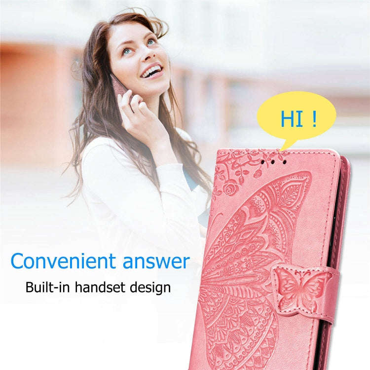 For One Plus 7T Pro  Butterfly Love Flower Embossed Horizontal Flip Leather Case with Bracket Lan...