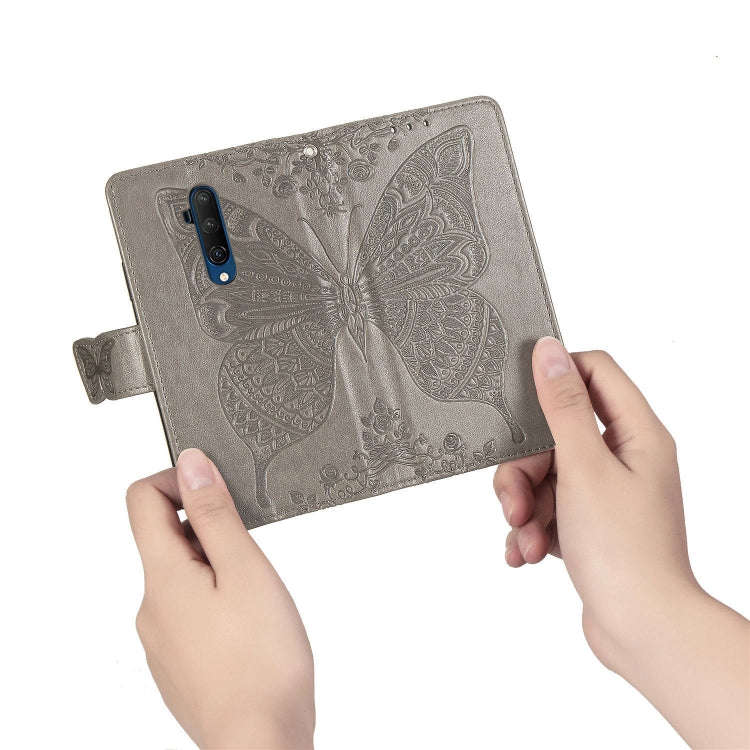 For One Plus 7T Pro  Butterfly Love Flower Embossed Horizontal Flip Leather Case with Bracket Lan...