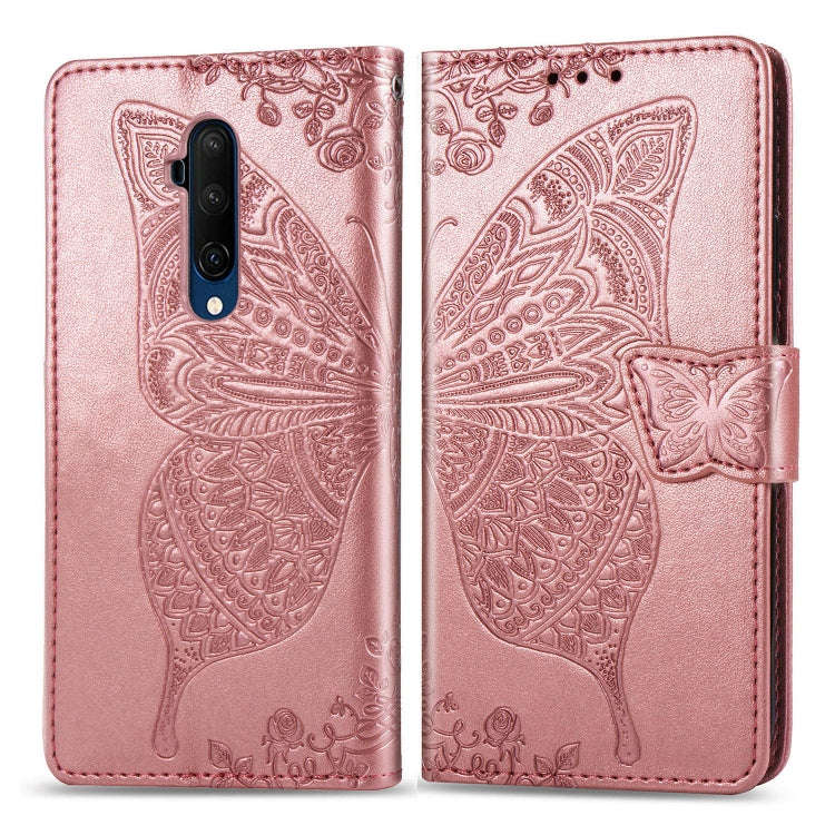 For One Plus 7T Pro  Butterfly Love Flower Embossed Horizontal Flip Leather Case with Bracket Lan...