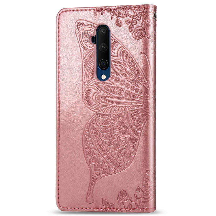 For One Plus 7T Pro  Butterfly Love Flower Embossed Horizontal Flip Leather Case with Bracket Lan...