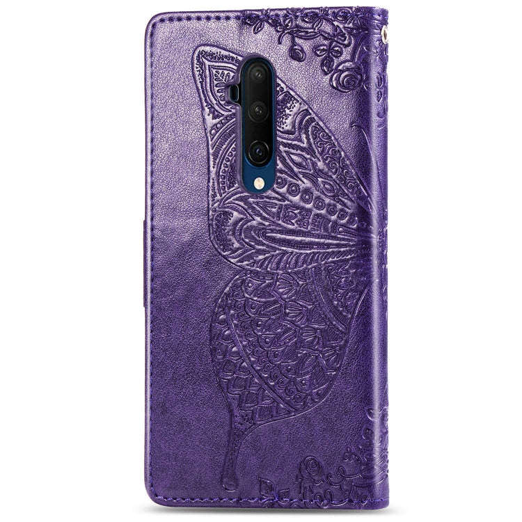 For One Plus 7T Pro  Butterfly Love Flower Embossed Horizontal Flip Leather Case with Bracket Lan...