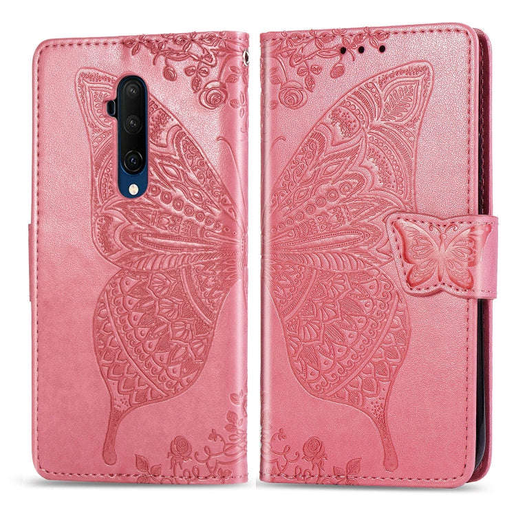 For One Plus 7T Pro  Butterfly Love Flower Embossed Horizontal Flip Leather Case with Bracket Lan...