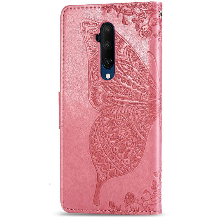 For One Plus 7T Pro  Butterfly Love Flower Embossed Horizontal Flip Leather Case with Bracket Lan...