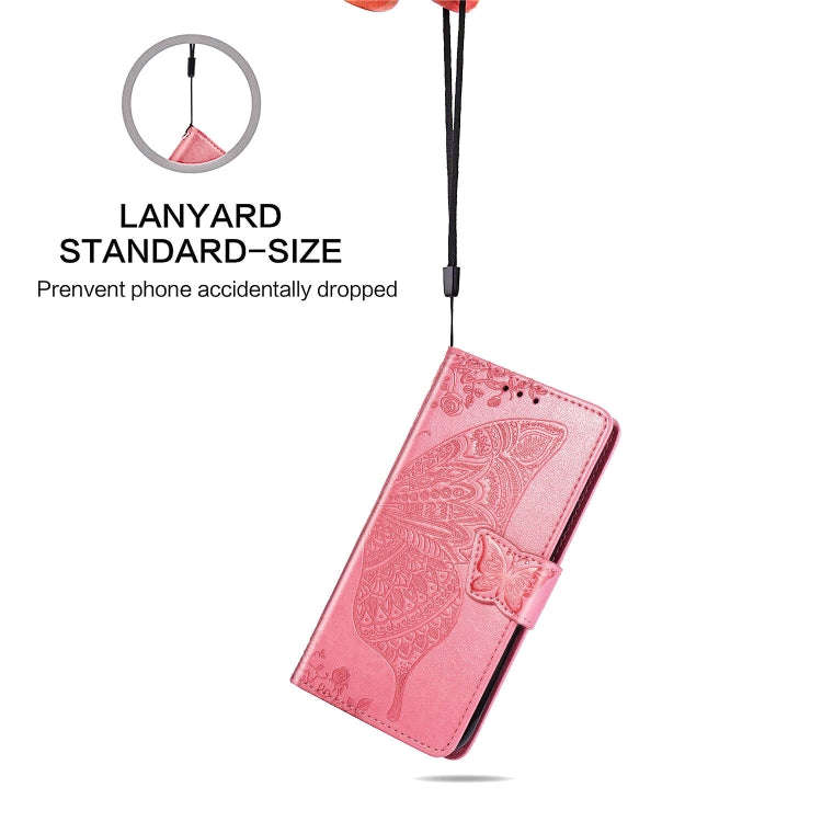 For One Plus 7T Pro  Butterfly Love Flower Embossed Horizontal Flip Leather Case with Bracket Lan...