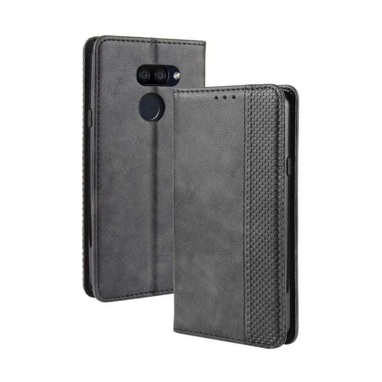 For LG K40S Magnetic Buckle Retro Crazy Horse Texture Horizontal Flip Leather Case  with Holder &...