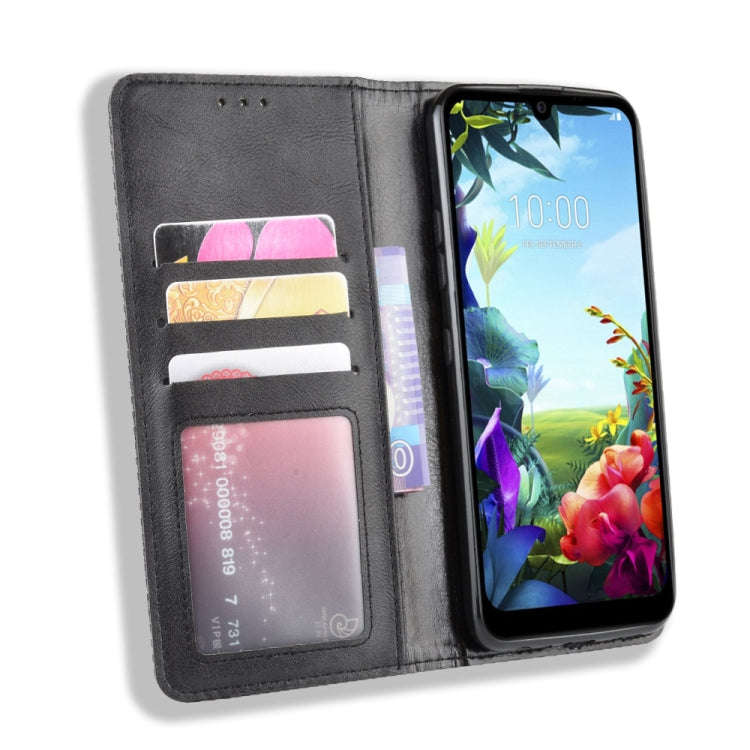 For LG K40S Magnetic Buckle Retro Crazy Horse Texture Horizontal Flip Leather Case  with Holder &...