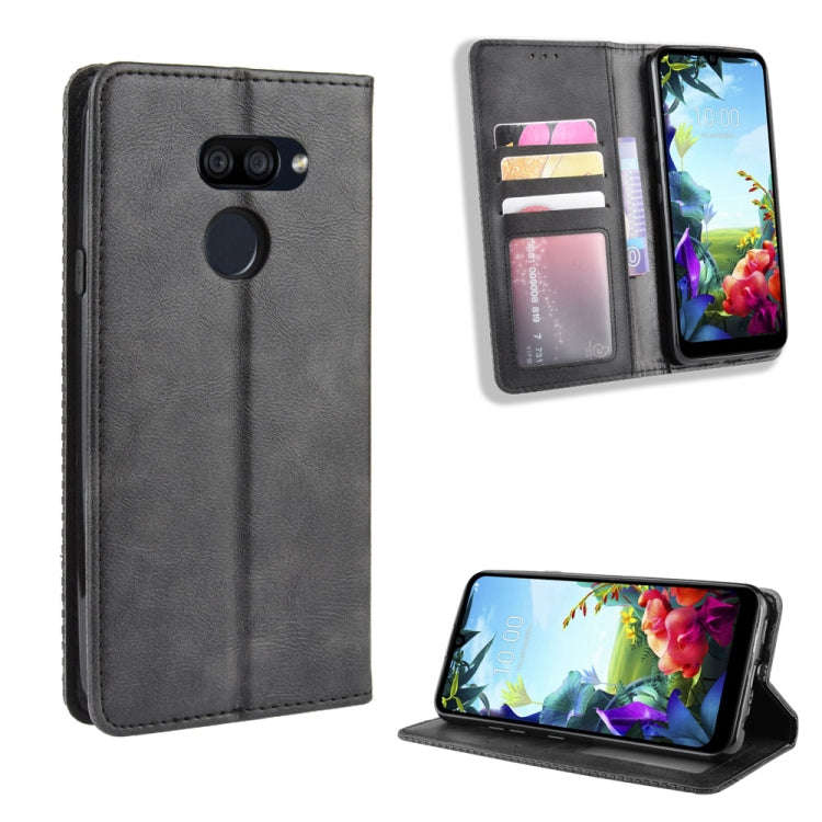 For LG K40S Magnetic Buckle Retro Crazy Horse Texture Horizontal Flip Leather Case  with Holder &...