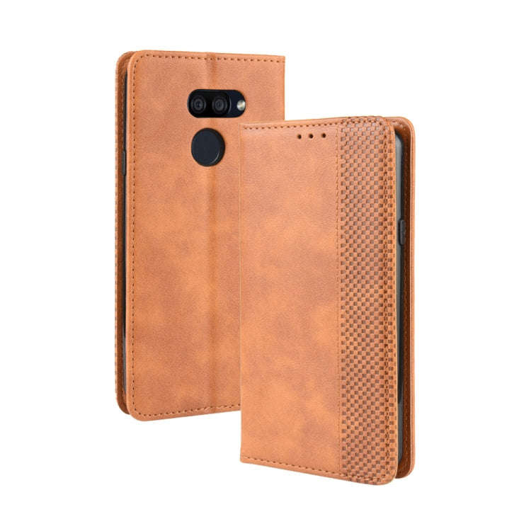 For LG K40S Magnetic Buckle Retro Crazy Horse Texture Horizontal Flip Leather Case  with Holder &...
