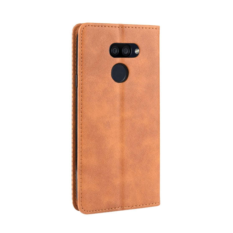 For LG K40S Magnetic Buckle Retro Crazy Horse Texture Horizontal Flip Leather Case  with Holder &...