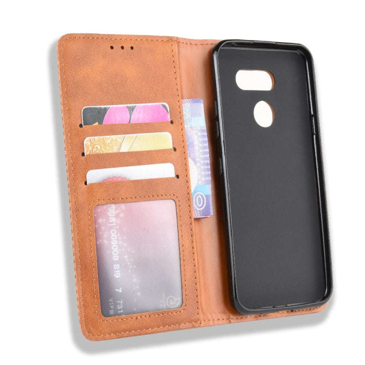For LG K40S Magnetic Buckle Retro Crazy Horse Texture Horizontal Flip Leather Case  with Holder &...