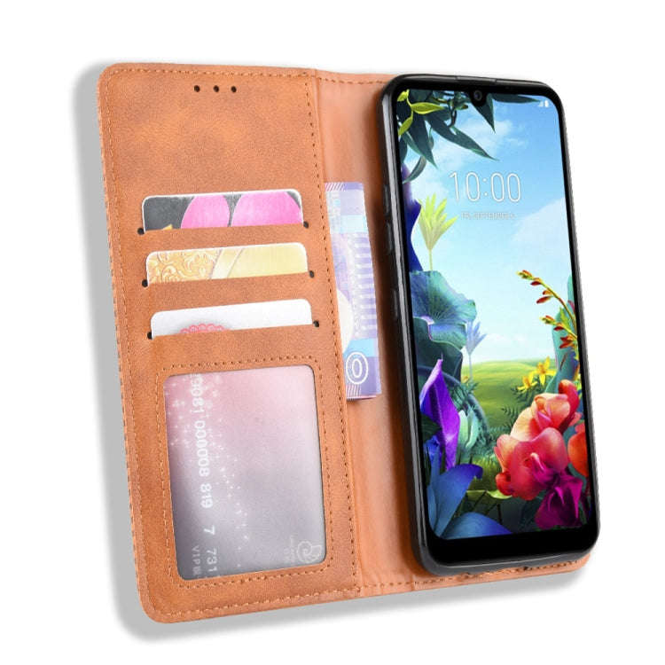 For LG K40S Magnetic Buckle Retro Crazy Horse Texture Horizontal Flip Leather Case  with Holder &...