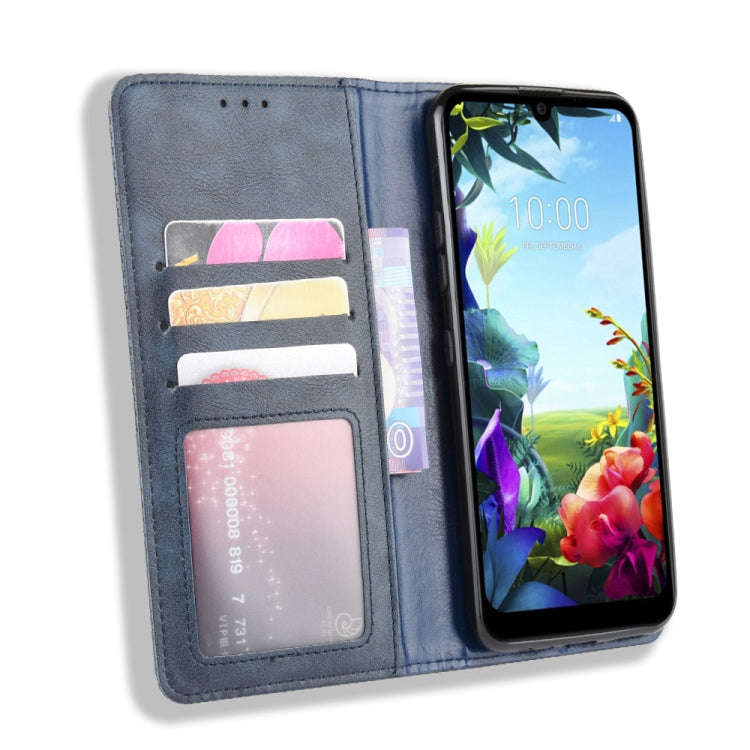 For LG K40S Magnetic Buckle Retro Crazy Horse Texture Horizontal Flip Leather Case  with Holder &...