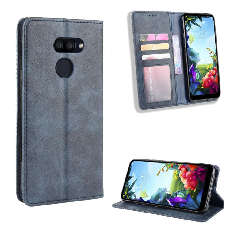For LG K40S Magnetic Buckle Retro Crazy Horse Texture Horizontal Flip Leather Case  with Holder &...