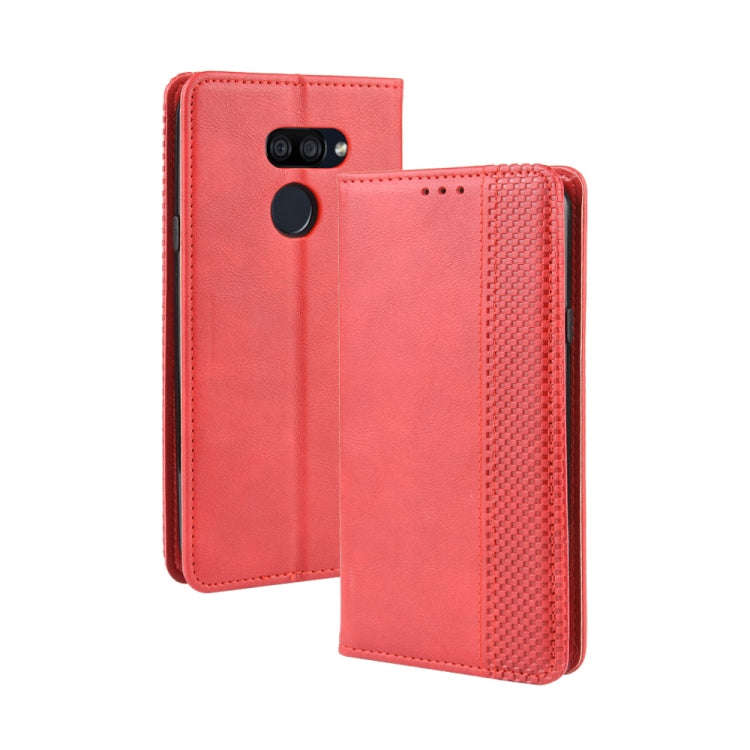 For LG K40S Magnetic Buckle Retro Crazy Horse Texture Horizontal Flip Leather Case  with Holder &...