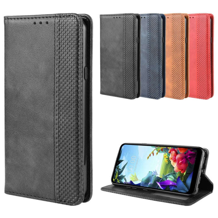 For LG K40S Magnetic Buckle Retro Crazy Horse Texture Horizontal Flip Leather Case  with Holder &...