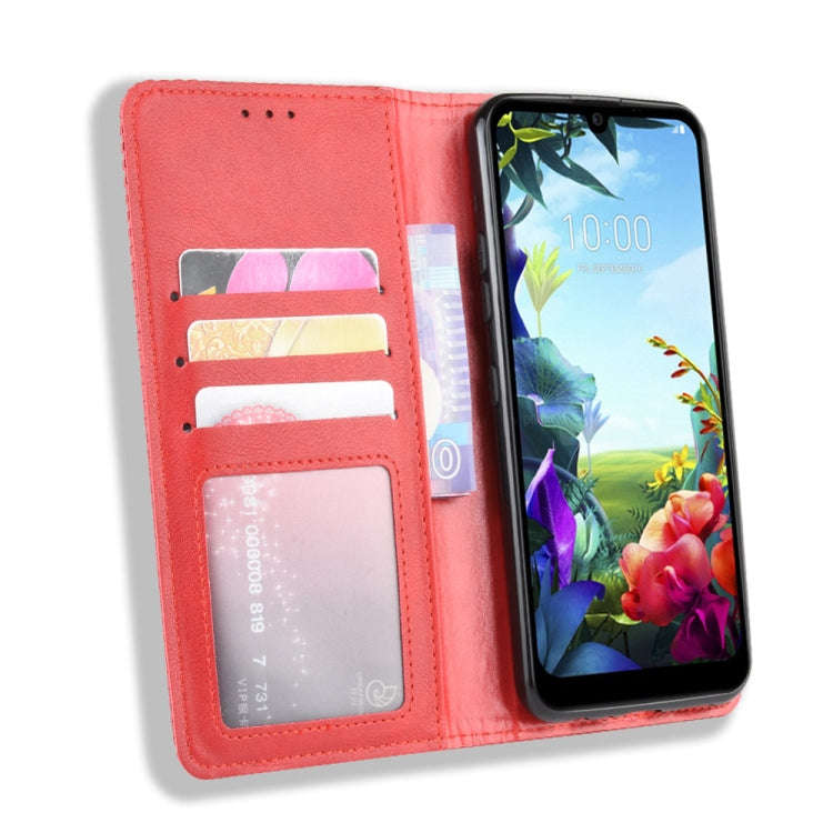 For LG K40S Magnetic Buckle Retro Crazy Horse Texture Horizontal Flip Leather Case  with Holder &...