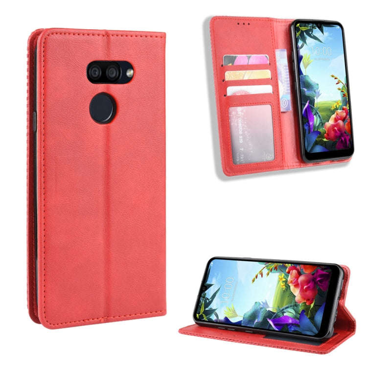 For LG K40S Magnetic Buckle Retro Crazy Horse Texture Horizontal Flip Leather Case  with Holder &...