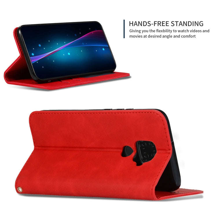 For Huawei Nova5i Pro Retro Skin Feel Business Magnetic Horizontal Flip Leather Case(Red)