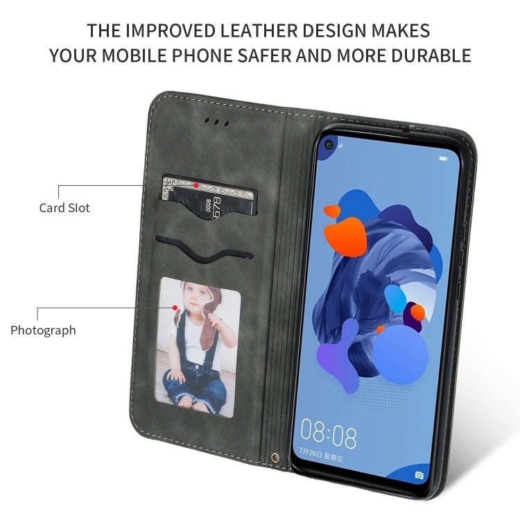 For Huawei Nova5i Pro Retro Skin Feel Business Magnetic Horizontal Flip Leather Case(Dark Grey)