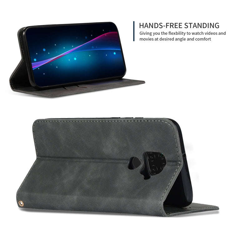 For Huawei Nova5i Pro Retro Skin Feel Business Magnetic Horizontal Flip Leather Case(Dark Grey)