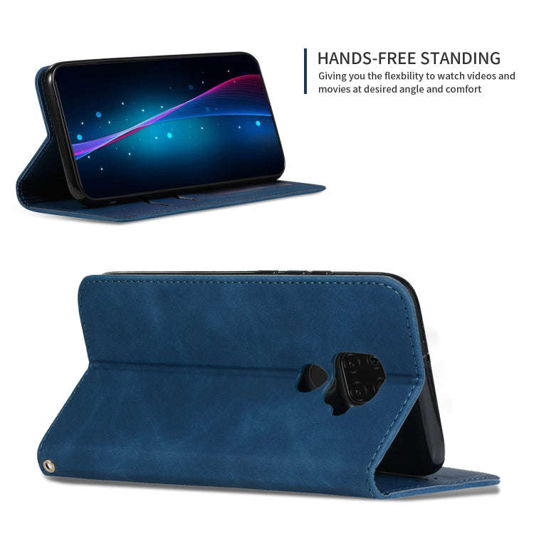 For Huawei Nova5i Pro Retro Skin Feel Business Magnetic Horizontal Flip Leather Case(Navy Blue)