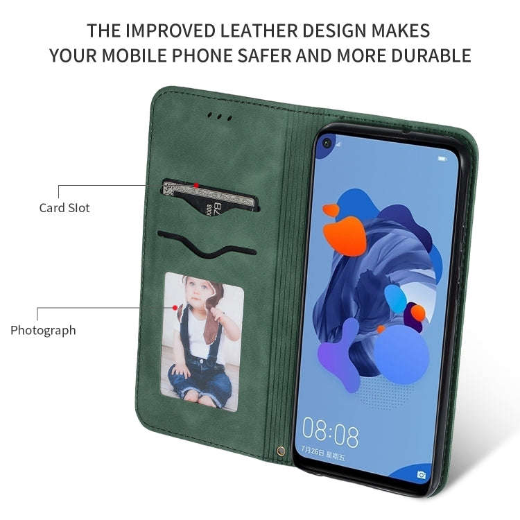 For Huawei Nova5i Pro Retro Skin Feel Business Magnetic Horizontal Flip Leather Case(Army Green)