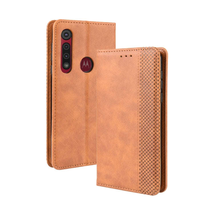 For  Motorola Moto G8 Plus Magnetic Buckle Retro Crazy Horse Texture Horizontal Flip Leather Case...