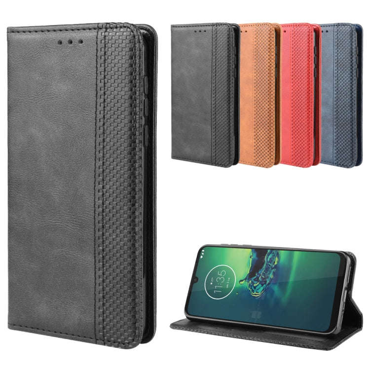 For  Motorola Moto G8 Plus Magnetic Buckle Retro Crazy Horse Texture Horizontal Flip Leather Case...
