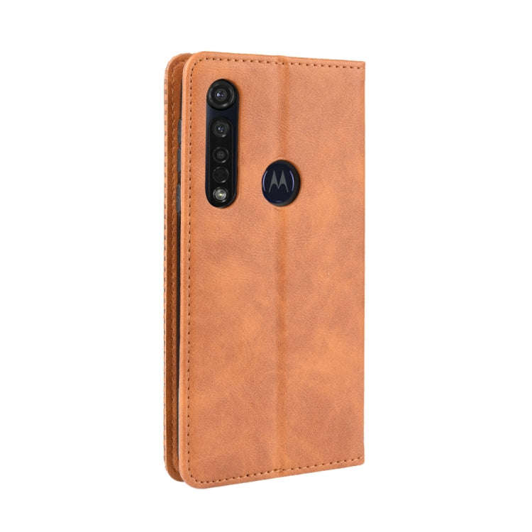 For  Motorola Moto G8 Plus Magnetic Buckle Retro Crazy Horse Texture Horizontal Flip Leather Case...