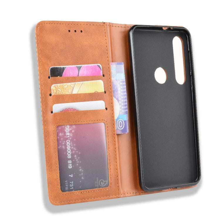 For  Motorola Moto G8 Plus Magnetic Buckle Retro Crazy Horse Texture Horizontal Flip Leather Case...