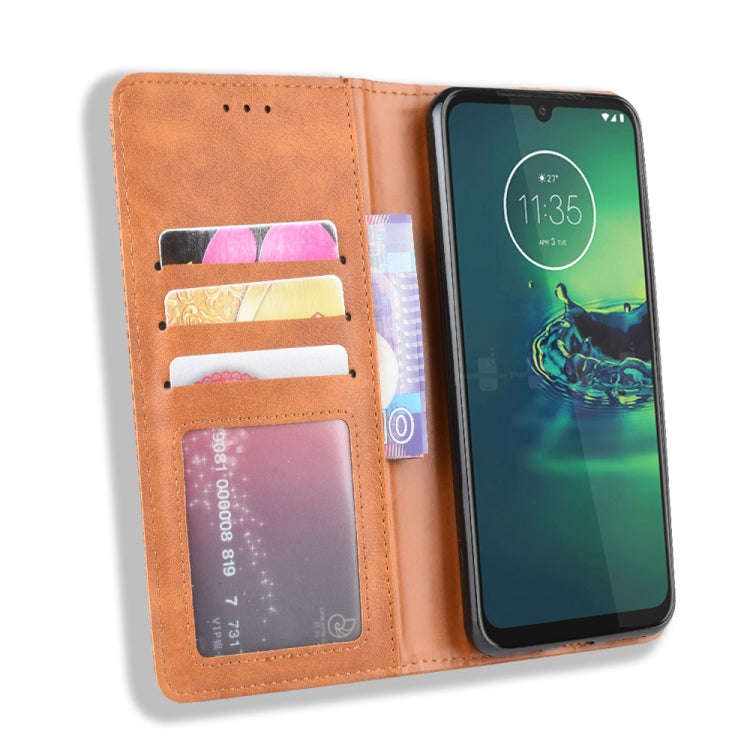 For  Motorola Moto G8 Plus Magnetic Buckle Retro Crazy Horse Texture Horizontal Flip Leather Case...