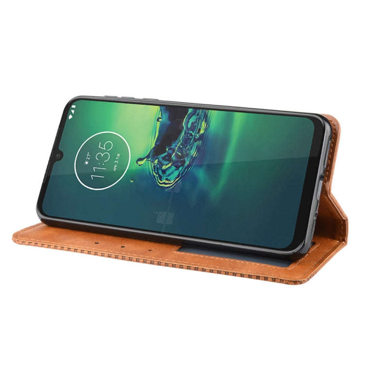 For  Motorola Moto G8 Plus Magnetic Buckle Retro Crazy Horse Texture Horizontal Flip Leather Case...
