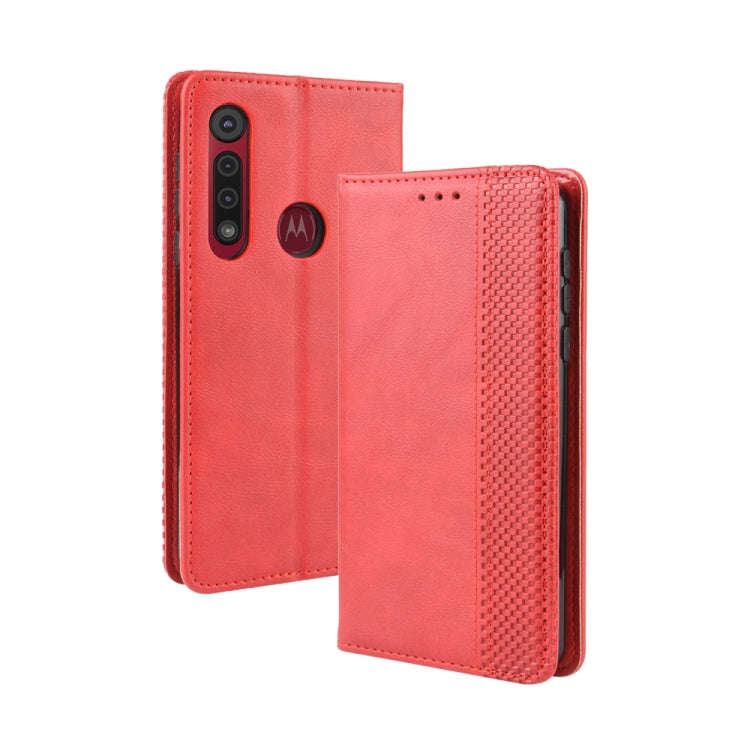 For  Motorola Moto G8 Plus Magnetic Buckle Retro Crazy Horse Texture Horizontal Flip Leather Case...
