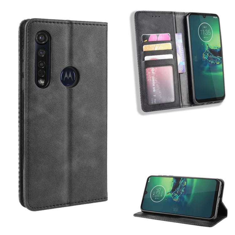 For Motorola One Macro Magnetic Buckle Retro Crazy Horse Texture Horizontal Flip Leather Case wit...