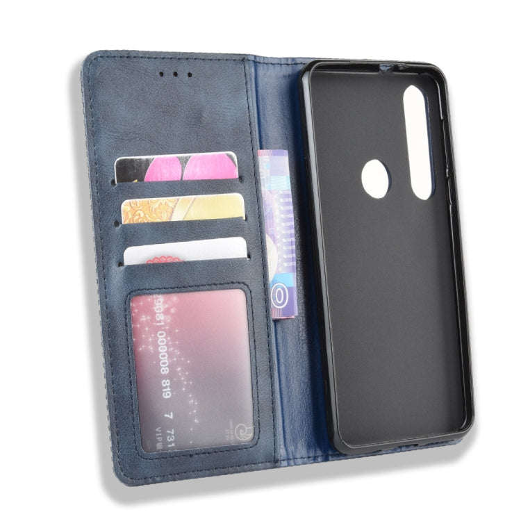 For Motorola One Macro Magnetic Buckle Retro Crazy Horse Texture Horizontal Flip Leather Case wit...