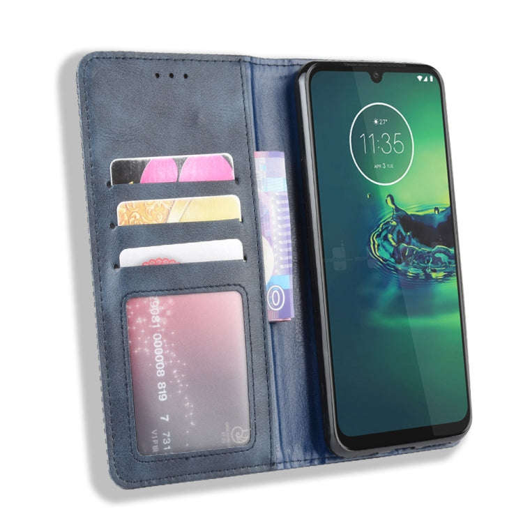 For Motorola One Macro Magnetic Buckle Retro Crazy Horse Texture Horizontal Flip Leather Case wit...