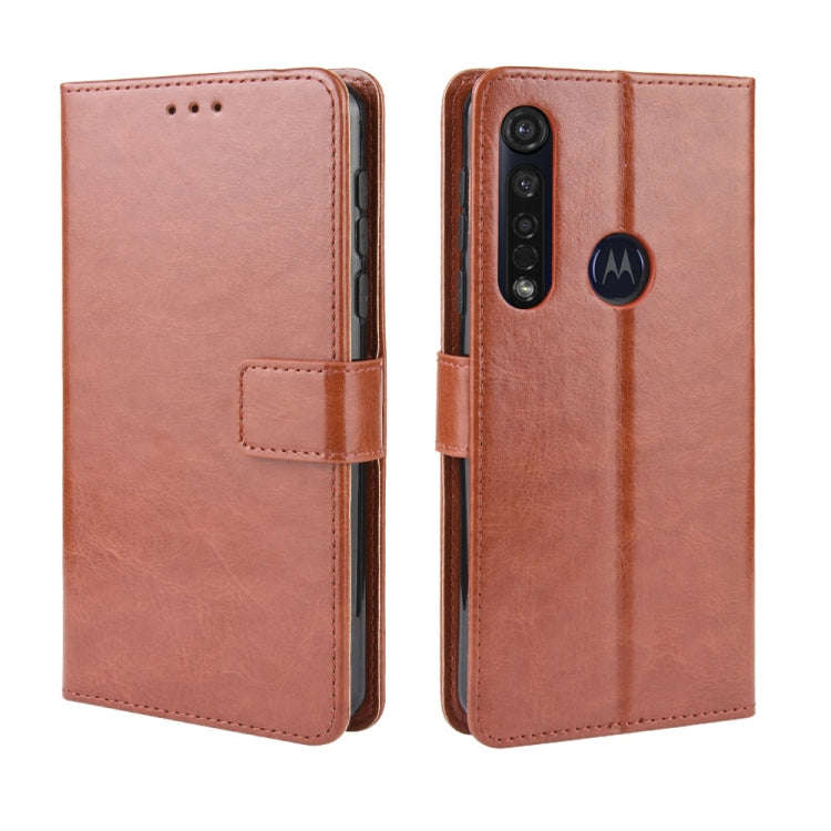 For  Motorola Moto G8 Plus Retro Crazy Horse Texture Horizontal Flip Leather Case with Holder & C...