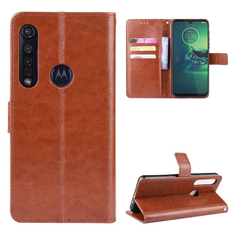 For  Motorola Moto G8 Plus Retro Crazy Horse Texture Horizontal Flip Leather Case with Holder & C...