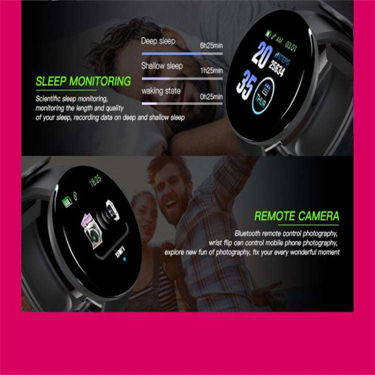 D18 1.3inch TFT Color Screen Smart Watch IP65 Waterproof,Support Call Reminder /Heart Rate Monito...