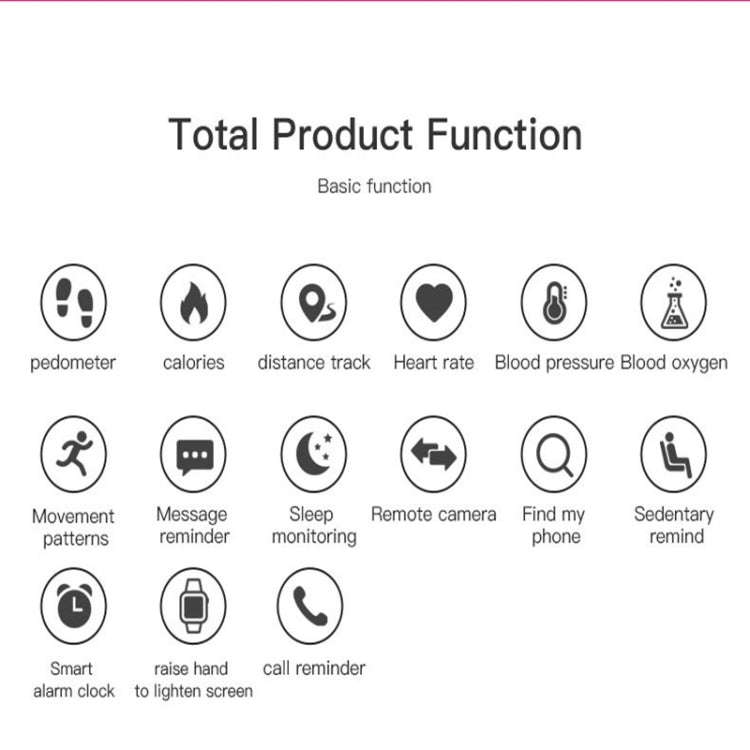 D18 1.3inch TFT Color Screen Smart Watch IP65 Waterproof,Support Call Reminder /Heart Rate Monito...