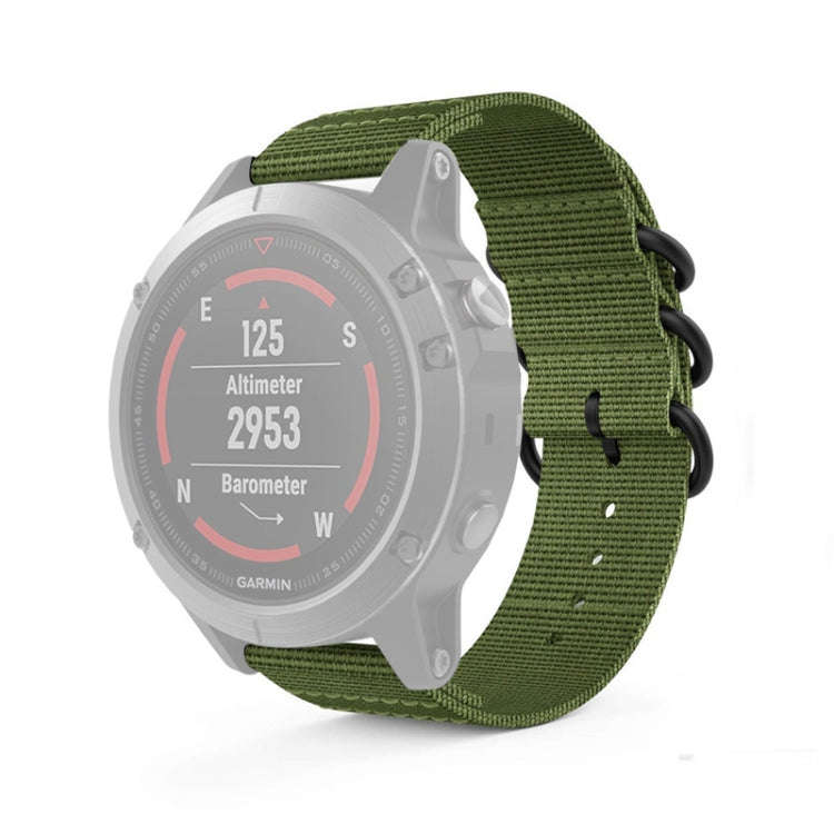 For Garmin Fenix 3 / 5X Universal 26MM Three-ring Nylon Watch Band(Army Green)